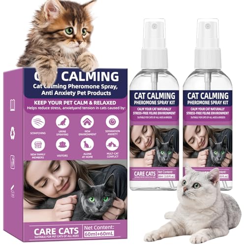 KODASNY Beruhigendes Pheromon-Spray-Set für Katzen, beruhigende Pheromone, von Tierärzten empfohlen, medikamentenfreie Angstlinderung für Haushalte mit mehreren Katzen, stoppt Kratzer und KODASNY Beruhigendes Pheromon-Spray-Set für Katzen, beruhigende Pheromone, von Tierärzten empfohlen, medikamentenfreie Angstlinderung für Haushalte mit mehreren Katzen, stoppt Kratzer und von KODASNY