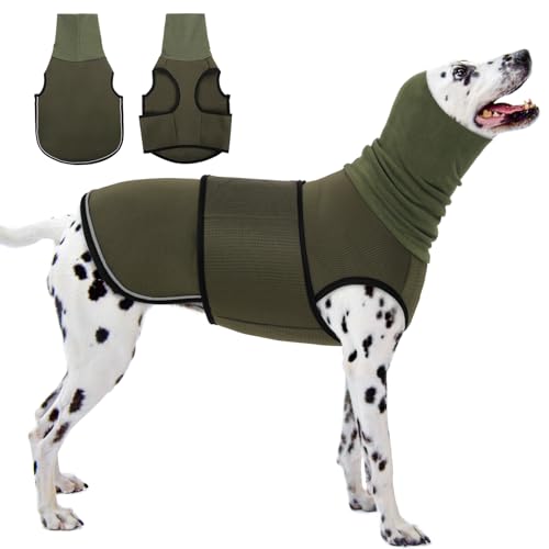 KOESON Beruhigender Kapuzenpullover für Hunde, Donnerjacke mit Ohrwickel, atmungsaktive Hunde-Angstweste für Donner, Feuerwerk, Reisen, Trennung, Komfort, Haustier-Angstlinderung, Armeegrün, Größe L KOESON Beruhigender Kapuzenpullover für Hunde, Donnerjacke mit Ohrwickel, atmungsaktive Hunde-Angstweste für Donner, Feuerwerk, Reisen, Trennung, Komfort, Haustier-Angstlinderung, Armeegrün, Größe L von KOESON