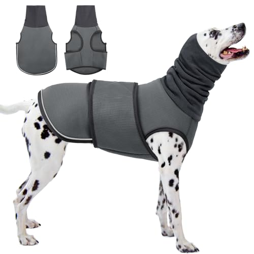 KOESON Beruhigender Kapuzenpullover für Hunde, Donnerjacke mit Ohrwickel, atmungsaktive Hunde-Angstweste für Donner, Feuerwerk, Reisen, Trennung, Komfort, Haustier-Angstlinderung, Grau, Größe 3XL KOESON Beruhigender Kapuzenpullover für Hunde, Donnerjacke mit Ohrwickel, atmungsaktive Hunde-Angstweste für Donner, Feuerwerk, Reisen, Trennung, Komfort, Haustier-Angstlinderung, Grau, Größe 3XL von KOESON