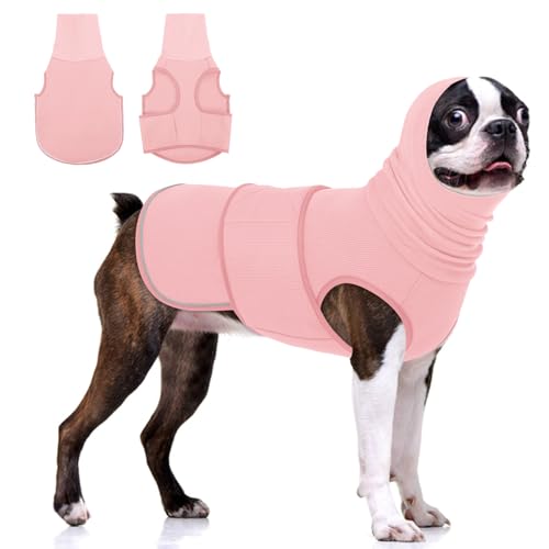 KOESON Beruhigender Kapuzenpullover für Hunde, Donnerjacke mit Ohrwickel, atmungsaktive Hunde-Angstweste für Donner, Feuerwerk, Reisen, Trennung, Komfort, Haustier-Angstlinderung, Rosa, Größe M KOESON Beruhigender Kapuzenpullover für Hunde, Donnerjacke mit Ohrwickel, atmungsaktive Hunde-Angstweste für Donner, Feuerwerk, Reisen, Trennung, Komfort, Haustier-Angstlinderung, Rosa, Größe M von KOESON