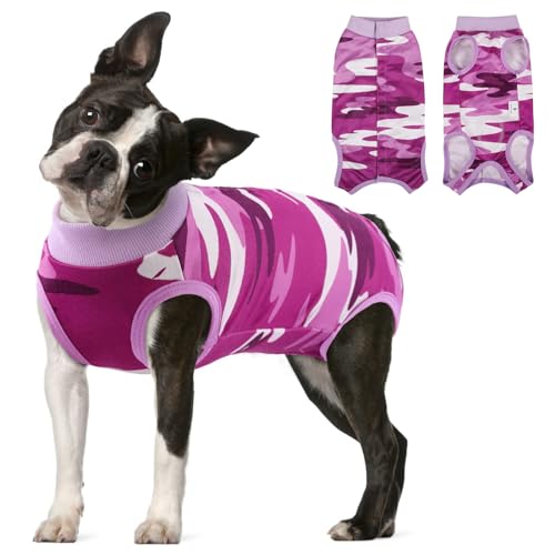 KOESON Dog Recovery Suit, Dog Cone/Collar Alternative After Spay Surgery Recovery Suit for Weibliche Hunde, Professional Pet Post Operative Shirt for Bauchwunden Anti-Lecken Lila Camouflage M von KOESON