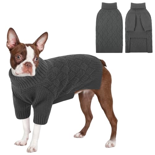 KOESON Großer Hundepullover, Halloween-Hundepullover für große Hunde, weiblich männlich, dick, warm, Winter-Strickwaren für Französische Bulldogge, Mops, Corgi, Grün, Größe L von KOESON