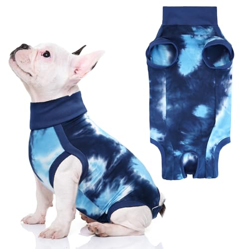 KOESON Hunde-Genesungsanzug, Batikfärbung, chirurgischer Genesungsanzug für Bauchwunden, Anti-Lecken Hunde-Einteiler, Erholungsshirt für kleine, mittelgroße und große Hunde von KOESON