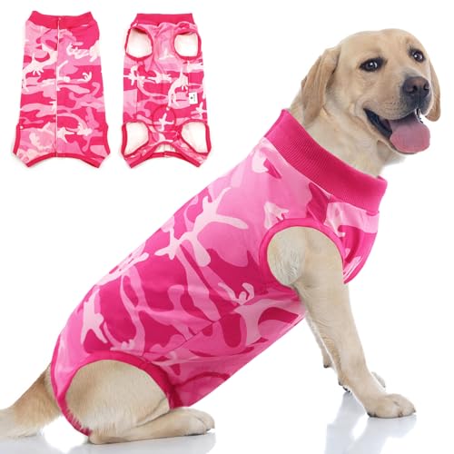 KOESON Hunde-Genesungsanzug, Spay Anzug für Hündinnen, Haustier-Einteiler für Operationen, weiblich, Anti-Lecking, Alternative nach Operationen, Rosa Camouflage XL von KOESON