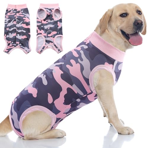 KOESON Hunde-Genesungsanzug, Spay Anzug für Hündinnen, Haustier-Einteiler für Operationen, weiblich, Anti-Lecking, Hundekegel-Alternative nach Operationen, L von KOESON