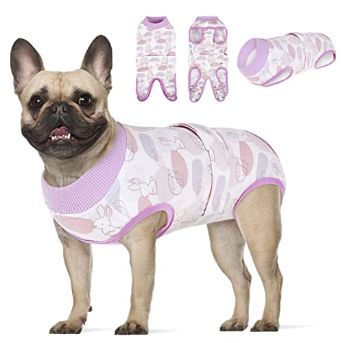 KOESON Hunde-Genesungsanzug, chirurgische Genesungsanzug für Hündinnen, spionierte Hundekegel-Alternative nach Operationen, chirurgisches Shirt mit Pinkelloch, Kaninchen L von KOESON