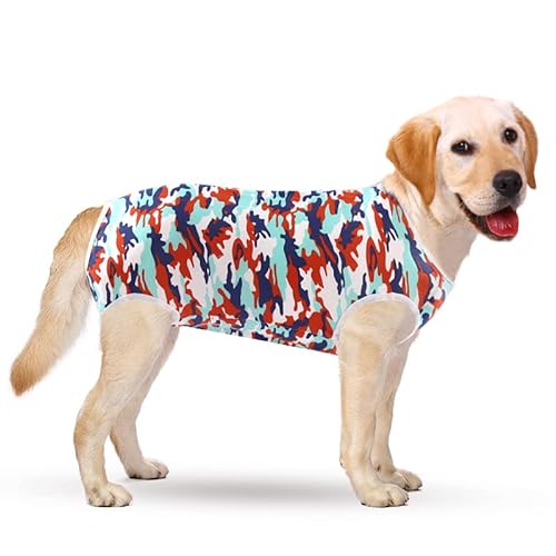 KOESON Hunde Genesungsanzug für Spay, Hündinnen chirurgischer Anzug mit Öffnung zum Pinkeln für mittlere und große Rassen, Hund postoperative Shirt für Bauchwunden, Kegel Alternative Camouflage D 3XL von KOESON