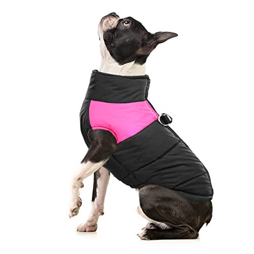 KOESON Hunde-Winterjacke, wasserdicht, warm, gepolstert, mit Doppel-D-Ring-Leine für kaltes Wetter, Reißverschluss, Sportbekleidung für kleine, mittelgroße und große Hunde, Hot Pink M von KOESON