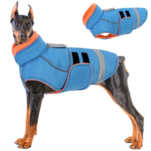 KOESON Hunde-Wintermantel, reflektierend, für kaltes Wetter, mit Loch für die Leine, wasserdichte Schneejacke für Hunde, winddicht, warmes Fleecefutter, Haustierjacken KOESON Hunde-Wintermantel, reflektierend, für kaltes Wetter, mit Loch für die Leine, wasserdichte Schneejacke für Hunde, winddicht, warmes Fleecefutter, Haustierjacken von KOESON