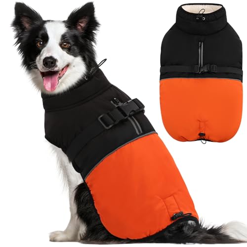 KOESON Hundemantel, warme Hunde-Winterjacken, Hundemäntel für große Hunde, winddichte wasserdichte Hunde-Winterjacken, XXL-Hundemantel mit verstellbarer Schnalle, Rollkragen, Hunde-Fleecejacke für KOESON Hundemantel, warme Hunde-Winterjacken, Hundemäntel für große Hunde, winddichte wasserdichte Hunde-Winterjacken, XXL-Hundemantel mit verstellbarer Schnalle, Rollkragen, Hunde-Fleecejacke für von KOESON