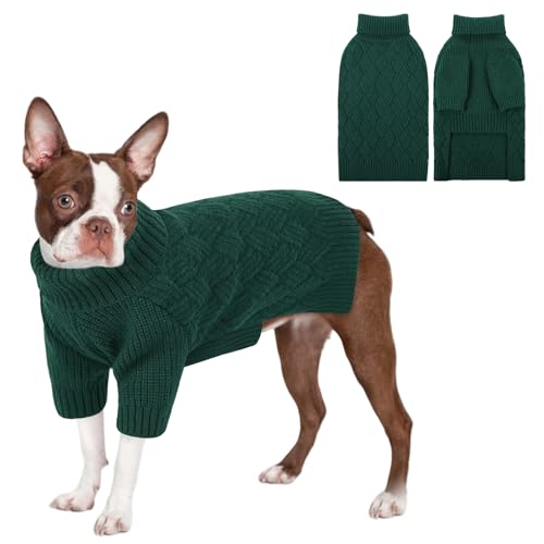 KOESON Hundepullover, warmer Hundepullover für mittelgroße Hunde, für Mädchen und Jungen, Rollkragenpullover für mittelgroße Hunde, einfach anzuziehen, mit Ärmeln für Beagle, Dackel, Boston Terrier von KOESON