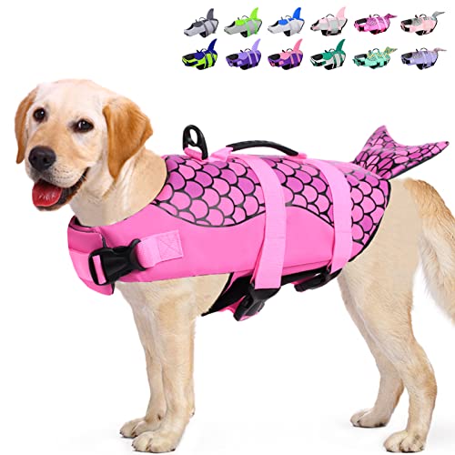 KOESON Hundeschwimmweste, modische Schwimmweste für Welpen, mit verstellbarem, starkem Griff, Pink - XL von KOESON
