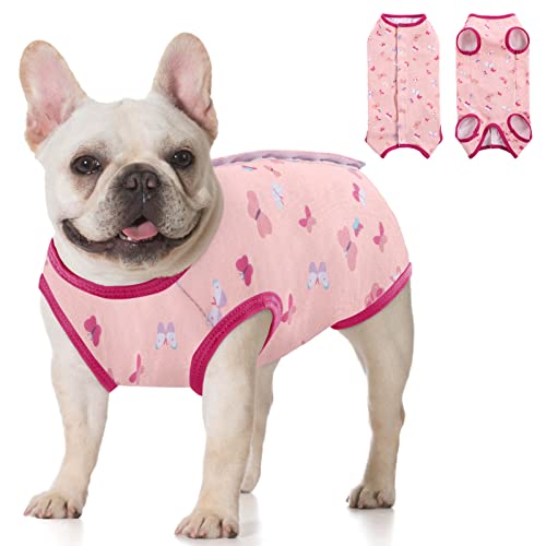 KOESON Recovery Suit for Female Dogs, Dog Recovery Suit After Spay Abdominal Wound Protector, Bandagen Cone E-Collar Alternative Surgical Onesie Anti Lecken Butterfly L von KOESON