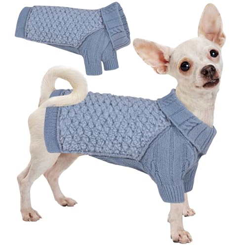 KOESON Warmer Hundepullover, weicher Fleece, Hundepullover, Rollkragen, Hundestrickwaren mit langen Ärmeln, gestrickte kleine Hundepullover für Hund, Mädchen, Jungen, dickes Haustier-Sweatshirt für von KOESON