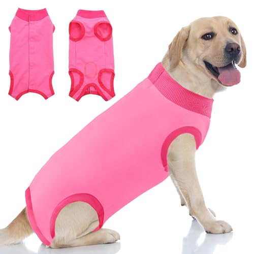 KOESON Weibliche chirurgische Hunde-Genesungsanzug, Hunde-Operationen, E-Cone-Alternative nach dem Spay, Bauchwundschutz, postoperatives Shirt für kleine, mittelgroße und große Hunde, Hot Pink XL von KOESON