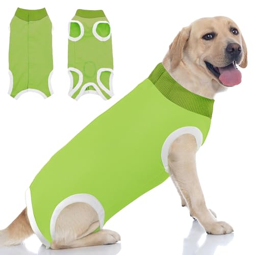 KOESON Weibliche chirurgische Hunde Genesungsanzug, Hundechirurgie Genesungsanzug Bandagen E-Cone Alternative nach dem Spay, mittelgroße und große Hunde, Grün L von KOESON