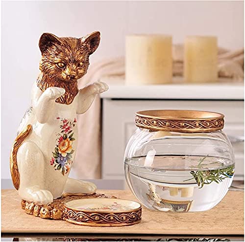 Katzen-Aquarium, Kunstharz, Heimdekoration, Wohnzimmer, Arbeitszimmer, Dekoration, Skulptur, Geburtstag, Einweihungsgeschenk, 15 x 25 x 24 cm (Farbe: Perlenpulver) von KOIAMVZW