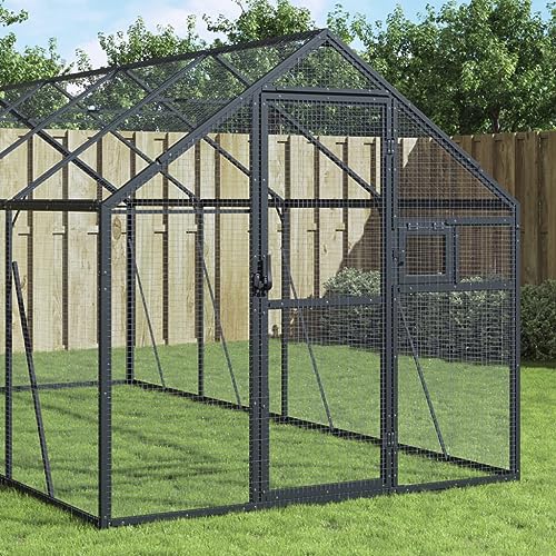 KOIECETA Voliere Vogelvoliere mit Wire Mesh Grids Vogelkäfig für Außenbereich Vogelhaus Papageienkäfig Papageienvoliere Anthrazit 1,79x8x1,85 m Aluminium KOIECETA Voliere Vogelvoliere mit Wire Mesh Grids Vogelkäfig für Außenbereich Vogelhaus Papageienkäfig Papageienvoliere Anthrazit 1,79x8x1,85 m Aluminium von KOIECETA