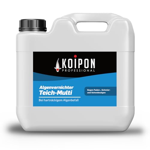 KOIPON Algenvernichter Teich-Multi 5L, Gegen Faden-, Schmier- und Schwebealgen im Gartenteich, Vernichtet schnell & wirksam hartnäckige Algen von KOIPON