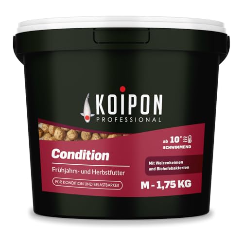 KOIPON Condition 1,75 kg 6mm Fischfutter Pellets Frühjahr & Herbst schwimmend, Teichfutter für japanische Koi, Koifutter als Goldfischfutter geeignet von KOIPON