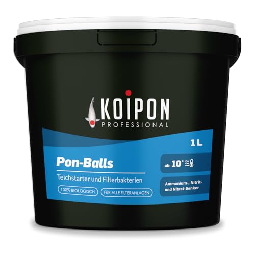 KOIPON Pon-Balls 1L Filterstarter | Nitrifizierende Bakterien & Mikroorganismen | Teichstarter | Teichbakterien zur Teichpflege von Gartenteich, Fischteich, Schwimmteich | Filterbakterien-Gelkugeln von KOIPON