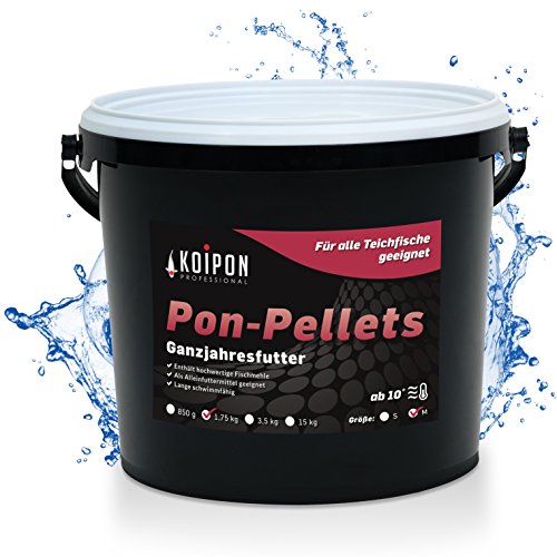 KOIPON Pon-Pellets 6mm 1,75 kg, Fischfutter für Teichfische, Ganzjahresfutter schwimmend, Teichfutter, als Koifutter und Goldfischfutter geeignet von KOIPON