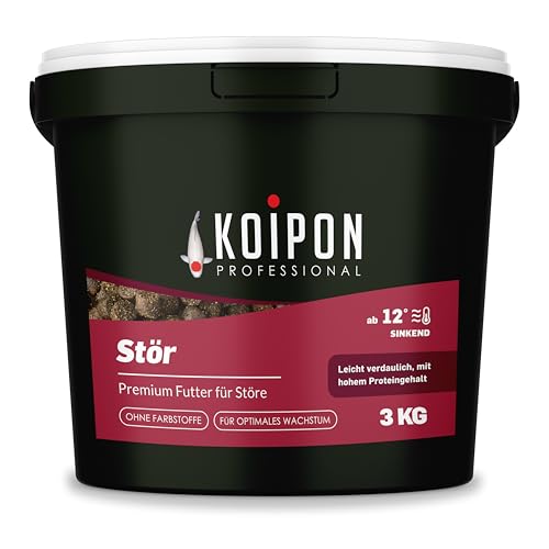 KOIPON Premium Störfutter 3 kg, sinkend, Teichfutter 6mm Pellets für Stör im Gartenteich, Ideal für gemeinsame Haltung mit Koi von KOIPON