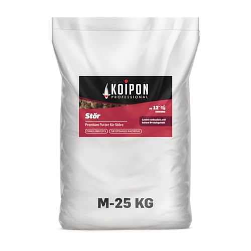 KOIPON Premium Störfutter 25 kg, sinkend, Teichfutter 6mm Pellets für Stör im Gartenteich, Ideal für gemeinsame Haltung mit Koi von KOIPON