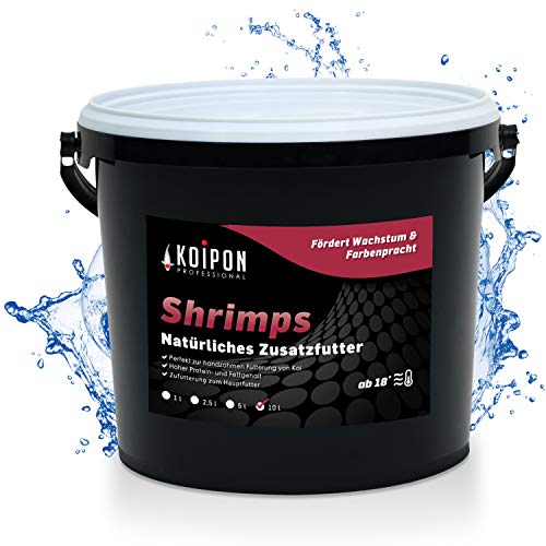 KOIPON Shrimps getrocknet 10 L, Naturfutter ergänzend zu Koifutter für japanische Koi & Goldfischfutter, Koifutter Leckerli Handfütterung von KOIPON