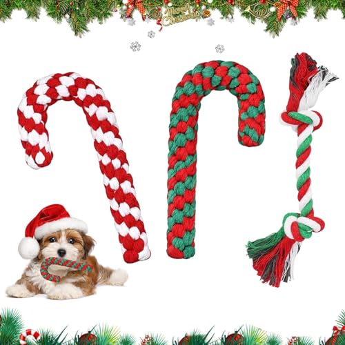 3 Stück Hundespielzeug Kauspielzeug, Zuckerstange für Weihnachten, Seil für Zahnreinigung und Kauen (A) 3 Stück Hundespielzeug Kauspielzeug, Zuckerstange für Weihnachten, Seil für Zahnreinigung und Kauen (A) von KOIROI