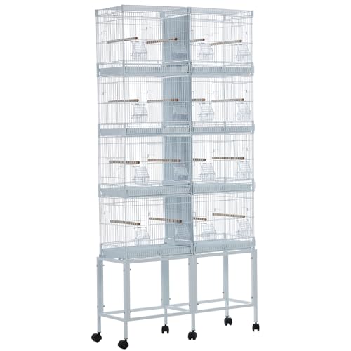 Extra großer Vogelkäfig aus Metall, für mittelgroße Papageien, Nymphensittiche, Sittiche, Sittiche, Wellensittiche, Finken, Weiß von KOKEBREN