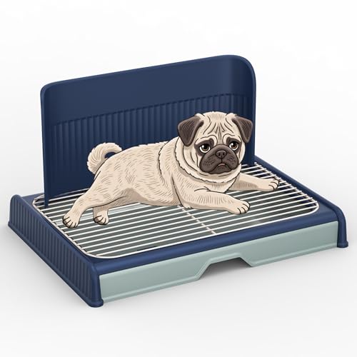 Urinierunterlage für Welpen, 60 x 47 x 7 cm, Töpfchen für den Innenbereich, mit Urinienwand, Badezimmer-Hundetoilette, Haustiertoilette (blau) von KOLA PANDA