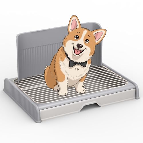 Urinierunterlage für Welpen, 60 x 47 x 7 cm, Töpfchen für den Innenbereich, mit Urinienwand, Badezimmer-Hundetoilette, Haustiertoilette (grau) von KOLA PANDA