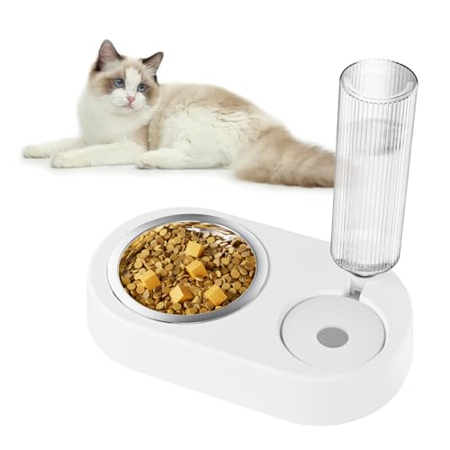 kola panda Automatisches Futter- und Wasserspender-Set für Hunde und Katzen, mit automatischer Bewässerungsflasche für kleine oder mittelgroße Hunde, Katzen, große Wasserkapazität (652 ml), Weiß von KOLA PANDA