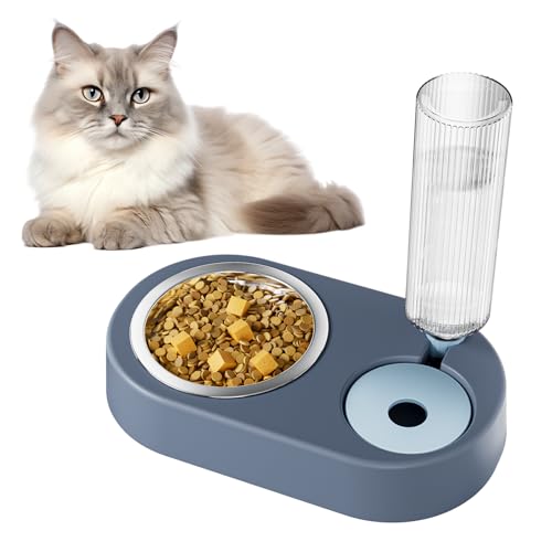 kola panda Automatisches Futter- und Wasserspender-Set für Hunde und Katzen, mit automatischer Bewässerungsflasche für kleine oder mittelgroße Hunde, Katzen, große Wasserkapazität (652 ml), Blau von KOLA PANDA