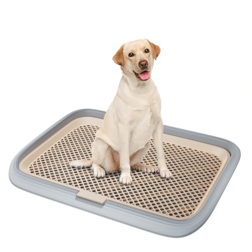 kola panda Großes Hunde-Töpfchen-Tablett, 59,9 x 45 cm, mit Netzboden, Badezimmer-Hundetoilette, Haustiertoilette (grau) von KOLA PANDA