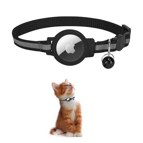 KOLACEN AirTag Cat Collar Reflektierendes AirTag Katzenhalsband, Airtag mit Airtag Hülle und Glocke, Einstellbares Airtag Katzenhalsband mit abbrechbarer Sicherheitsschnalle für Katzen Welpen Schwarz KOLACEN AirTag Cat Collar Reflektierendes AirTag Katzenhalsband, Airtag mit Airtag Hülle und Glocke, Einstellbares Airtag Katzenhalsband mit abbrechbarer Sicherheitsschnalle für Katzen Welpen Schwarz von KOLACEN