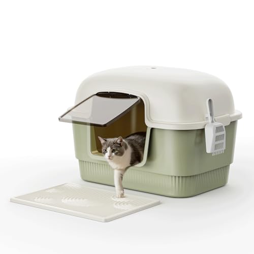 Katzentoilette mit Katzentoilette und Schaufel, hochwandige geschlossene Katzentoiletten gegen Auslaufen, abgedeckte Katzentoilette mit Griff und Schnallen für Portabilität und Privatsphäre Katzentoilette mit Katzentoilette und Schaufel, hochwandige geschlossene Katzentoiletten gegen Auslaufen, abgedeckte Katzentoilette mit Griff und Schnallen für Portabilität und Privatsphäre von KOLAPANDA