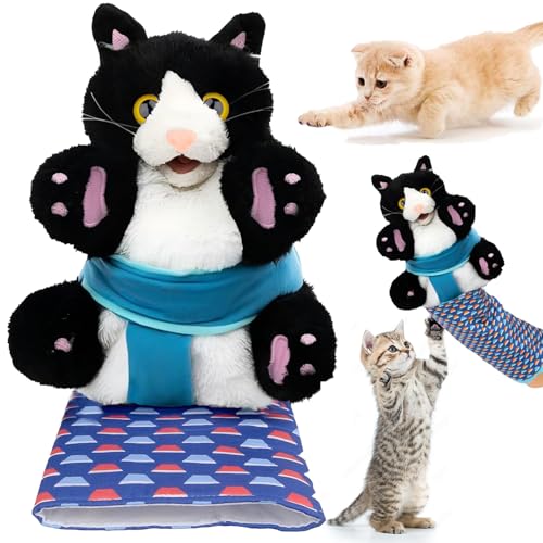 KOLGEIKJ Katzenspielzeug, Wrestling Cat Toy Puppet, Handpuppe Katze, Cat Wrestler Puppet Cats Wrestling,Katzen Plüschpuppe Interaktives Katzenspielzeug mit Robuster Polsterung Für Hauskatzen (blue2) von KOLGEIKJ