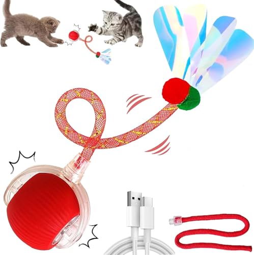 KOLGEIKJ Katzenball Elektrisch, Interaktives Katzenspielzeug, Katzenspielzeug Elektrisch, Interaktiver Spielball für Katzen 360°,Katzenball Interaktives Hundespielzeug für Hunde Und Katzen Jeden(Red) von KOLGEIKJ