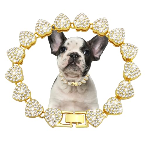 Glitzernde Metall-Hundekette, kubanische Diamant-Hunde-Trainingskette mit sicherer Schnalle, herzförmige Haustierhalsbänder für große und mittelgroße Hunde Glitzernde Metall-Hundekette, kubanische Diamant-Hunde-Trainingskette mit sicherer Schnalle, herzförmige Haustierhalsbänder für große und mittelgroße Hunde von KOLODOGO