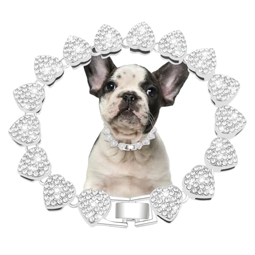 Glitzernde Metall-Hundekette, kubanische Diamant-Hunde-Trainingskette mit sicherer Schnalle, herzförmige Haustierhalsbänder für große und mittelgroße Hunde Glitzernde Metall-Hundekette, kubanische Diamant-Hunde-Trainingskette mit sicherer Schnalle, herzförmige Haustierhalsbänder für große und mittelgroße Hunde von KOLODOGO