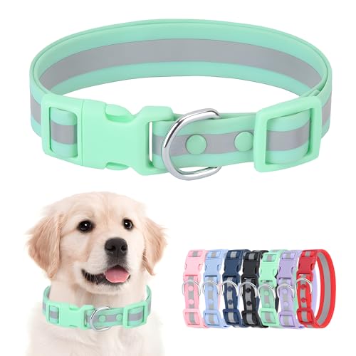 KOLODOGO Wasserdichtes Hundehalsband, reflektierend, verstellbar, langlebig, für kleine, mittelgroße und große Hunde, leicht zu reinigen, PVC-Material, mehrere Farben, Größen (S, M, L) von KOLODOGO