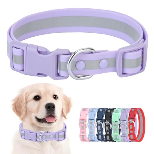 KOLODOGO Wasserdichtes Hundehalsband, reflektierend, verstellbar, langlebig, für kleine, mittelgroße und große Hunde, leicht zu reinigen, PVC-Material, mehrere Farben, Größen (S, M, L) von KOLODOGO