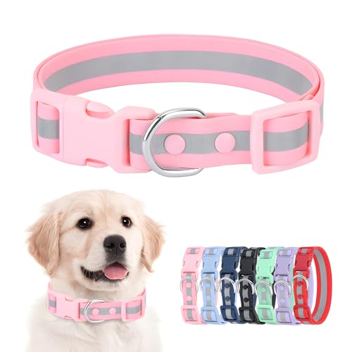 KOLODOGO Wasserdichtes Hundehalsband, reflektierend, verstellbar, langlebig, für kleine, mittelgroße und große Hunde, leicht zu reinigen, PVC-Material, mehrere Farben, Größen (S, M, L) von KOLODOGO