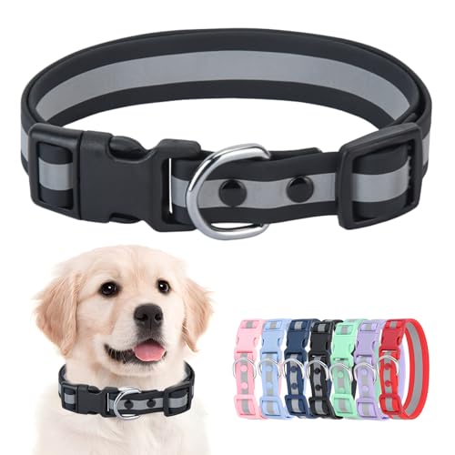 KOLODOGO Wasserdichtes Hundehalsband, reflektierend, verstellbar, langlebig, für kleine, mittelgroße und große Hunde, leicht zu reinigen, PVC-Material, mehrere Farben, Größen (S, M, L) von KOLODOGO
