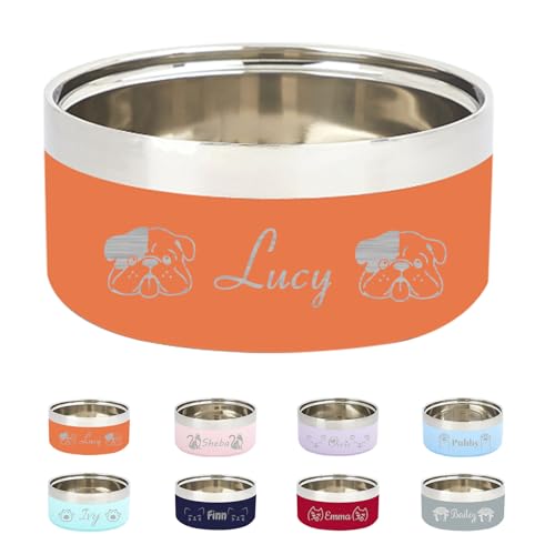 Personalisierte Edelstahl-Gravur-Haustier-Schüssel, große Kapazität, doppelwandig, erhöht, mit Rutschfester Unterseite, für Katzen und Hunde geeignet, Geschenk für Haustiere Personalisierte Edelstahl-Gravur-Haustier-Schüssel, große Kapazität, doppelwandig, erhöht, mit Rutschfester Unterseite, für Katzen und Hunde geeignet, Geschenk für Haustiere von KOLOWKO