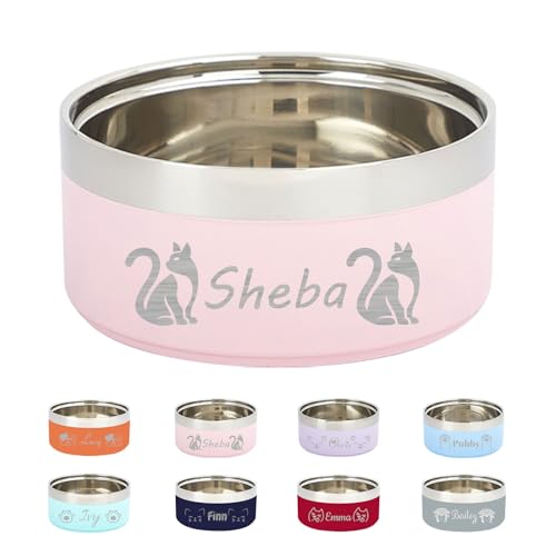 Personalisierte Edelstahl-Gravur-Haustier-Schüssel, große Kapazität, doppelwandig, erhöht, mit Rutschfester Unterseite, für Katzen und Hunde geeignet, Geschenk für Haustiere Personalisierte Edelstahl-Gravur-Haustier-Schüssel, große Kapazität, doppelwandig, erhöht, mit Rutschfester Unterseite, für Katzen und Hunde geeignet, Geschenk für Haustiere von KOLOWKO