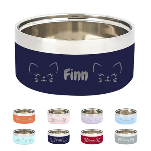 Personalisierte Edelstahl-Gravur-Haustier-Schüssel, große Kapazität, doppelwandig, erhöht, mit Rutschfester Unterseite, für Katzen und Hunde geeignet, Geschenk für Haustiere Personalisierte Edelstahl-Gravur-Haustier-Schüssel, große Kapazität, doppelwandig, erhöht, mit Rutschfester Unterseite, für Katzen und Hunde geeignet, Geschenk für Haustiere von KOLOWKO