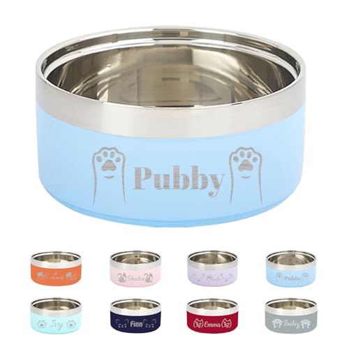 Personalisierte Edelstahl-Gravur-Haustier-Schüssel, große Kapazität, doppelwandig, erhöht, mit Rutschfester Unterseite, für Katzen und Hunde geeignet, Geschenk für Haustiere Personalisierte Edelstahl-Gravur-Haustier-Schüssel, große Kapazität, doppelwandig, erhöht, mit Rutschfester Unterseite, für Katzen und Hunde geeignet, Geschenk für Haustiere von KOLOWKO